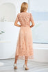 sequin-leaf-embroidery-tie-front-short-sleeve-dress Sophia's Trends - Sophia's Style--